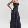 Esme middernachtblauwe lurex chiffon maxi-jurk