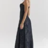 Esme middernachtblauwe lurex chiffon maxi-jurk