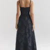 Esme middernachtblauwe lurex chiffon maxi-jurk