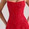 Esme rode lurex chiffon maxi-jurk