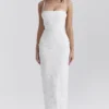 Eva witte maxi-jurk met bloemenkant
