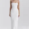 Eva witte maxi-jurk met bloemenkant