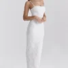 Eva witte maxi-jurk met bloemenkant