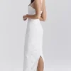 Eva witte maxi-jurk met bloemenkant