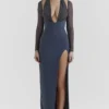 Evangelina Slate Plunge Maxi-jurk