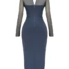 Evangelina Slate Plunge Maxi-jurk