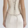 Eve ivoorkleurige satijnen korset maxi-jurk – Limited Edition