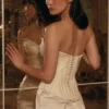 Eve ivoorkleurige satijnen korset maxi-jurk – Limited Edition