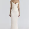 Eve ivoorkleurige satijnen korset maxi-jurk – Limited Edition