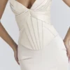 Eve ivoorkleurige satijnen korset maxi-jurk – Limited Edition
