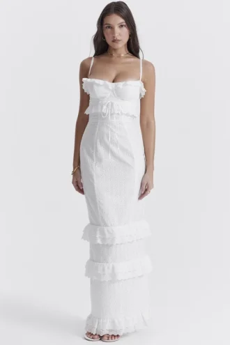 Eve witte maxi-jurk met broderie