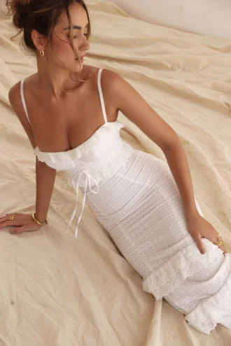 Eve witte maxi-jurk met broderie