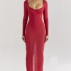 Everly Holly rode maxi-jurk van mesh met Body’s