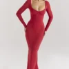 Everly Holly rode maxi-jurk van mesh met Body’s