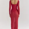 Everly Holly rode maxi-jurk van mesh met Body’s