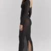 Everly zwarte maxi-jurk van mesh met Body’s
