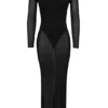 Everly zwarte maxi-jurk van mesh met Body’s