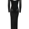 Everly zwarte maxi-jurk van mesh met Body’s