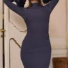 Fabienne Midnight maxi-jurk met ruchesmouwen
