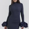 Fabienne Midnight maxi-jurk met ruchesmouwen