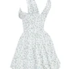 Fabrizia witte mini-korsetjurk met blauwe klokjesprint