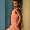 Faena Sorbet Plunge mini-jurk met bloemenapplicaties