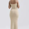Fayette Beige Zachte, donzige gebreide maxi-jurk