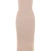 Fayette Beige Zachte, donzige gebreide maxi-jurk