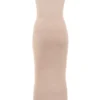 Fayette Beige Zachte, donzige gebreide maxi-jurk