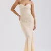 Felicia Vanille Chiffon & Kanten Avondjurk