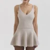 Fern Biscuit wollen kasjmier geribbelde mini-rok met volants