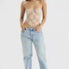 Fernanda crèmekleurige top met paisley-kant