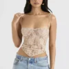 Fernanda crèmekleurige top met paisley-kant