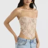 Fernanda crèmekleurige top met paisley-kant