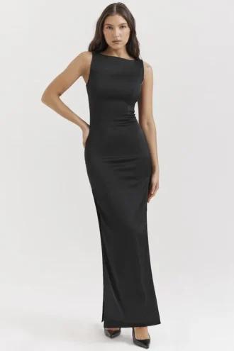 Filomena zwarte maxi-jurk