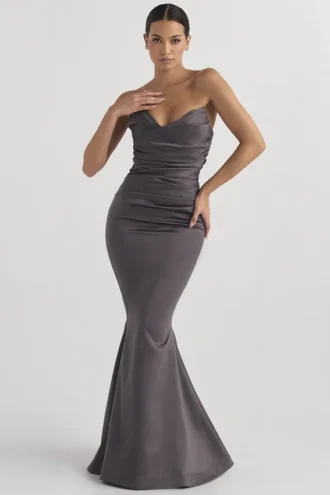 Fleur Shadow satijnen strapless avondjurk