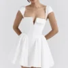 Florence witte katoenen mini-korsetjurk