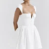 Florence witte katoenen mini-korsetjurk