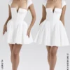Florence witte katoenen mini-korsetjurk