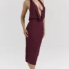 Florentina Merlot gedrapeerde midi-jurk