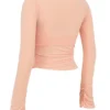 Floria Sorbet gerimpelde top met lange mouwen en ingebouwde beha