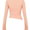 Floria Sorbet gerimpelde top met lange mouwen en ingebouwde beha