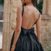 Florianne zwarte mini-jurk met strikken