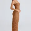 Fornarina Tan gerimpelde stretch mesh maxi-jurk