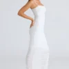 Fornarina witte maxi-jurk van gerimpeld stretchmesh