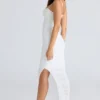 Fornarina witte maxi-jurk van gerimpeld stretchmesh
