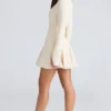 Francesca Vintage crèmekleurige stretch crêpe godet mini-jurk