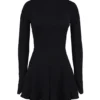 Francesca Zwarte stretch crêpe mini-jurk met godet