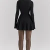 Francesca Zwarte stretch crêpe mini-jurk met godet