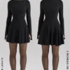 Francesca Zwarte stretch crêpe mini-jurk met godet